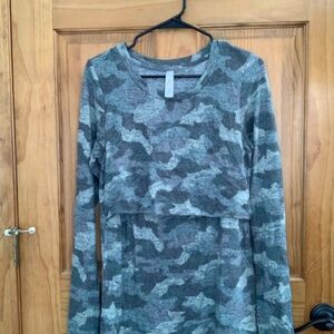 Latched Mama Nursing Friendly Long Camouflage Fleece Pullover